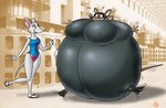 anthro bodysuit breasts clothed clothing duo eyewear female fur goggles grey_body grey_fur immobile implied_popping inflation latex mask nipple_outline scuba skinsuit suit_inflation tight_clothing fuusenroba geronimo_stilton_(series) thea_stilton mammal mouse murid murine rodent 2018