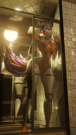 against_surface anthro anus areola big_breasts big_tail breast_squish breasts breasts_on_glass butt curvy_figure ear_piercing ear_ring eyebrow_piercing eyebrow_ring facial_piercing female fur genitals glistening glistening_body glowing glowing_eyes hair heart_pupils heart_symbol hourglass_figure inner_ear_fluff looking_at_viewer machine mirror mirror_reflection navel navel_line nipples nose_piercing nose_ring on_glass orange_body orange_fur outside piercing purple_areola purple_body purple_fur purple_nipples reflection ring_piercing short_hair smile smiling_at_viewer solo squish standing tail thick_thighs tuft vulva white_body white_fur wide_hipped_anthro wide_hipped_female wide_hips window mrs_dexie mayosplash_(modeler) five_nights_at_freddy's five_nights_at_freddy's_world scottgames lolbit_(fnaf) animatronic canid canine fox mammal robot robot_anthro 2024 3d_(artwork) 4k 9:16 absurd_res digital_media_(artwork) full-length_portrait hi_res portrait