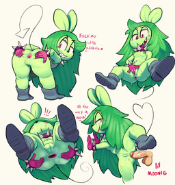 anal anal_penetration anthro anus bedroom_eyes bodily_fluids boots bottomless breasts choker clothed clothing collar command dialogue disembodied_penis duo exclamation_point female fingering footwear gaping gaping_anus genitals gesture gloves green_body green_hair green_skin hair half-closed_eyes handwear heart_symbol jewelry line_tail looking_back low-angle_view male male/female masturbation multiple_poses narrowed_eyes navel necklace nipples nude penetration penis pose presenting presenting_anus profanity raised_leg rear_view red_eyes seductive shoes simple_background small_breasts smile solo_focus spiked_collar spikes spread_anus spread_legs spreading standing steam sweat tail tail_gesture tail_heart teeth text thin_tail vaginal vaginal_masturbation vulva young lilmoonie cartoon_network ok_k.o.!_let's_be_heroes fink_(ok_k.o.!_lbh) mammal mouse murid murine rodent 2018 absurd_res digital_media_(artwork) english_text hi_res
