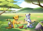 absurd_res anthro anthrofied baltnwolf_(artist) clean_diaper clothing diaper digital_media_(artwork) disney duo felid fur hair hi_res kimba kimba_the_white_lion lion male male/male mammal osamu_tezuka pantherine simba_(the_lion_king) the_lion_king young young_anthro young_male