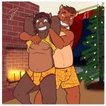 1:1 alejandro_san_nicolas anthro boxers_(clothing) briefs bulge button_boxers button_underwear christmas christmas_lights christmas_tree clothed clothing clothing_lift duo father_(lore) father_and_child_(lore) father_and_son_(lore) fire fuze hi_res holidays jorge_san_nicolas male mammal matching_clothing matching_underwear navel nipples parent_(lore) parent_and_child_(lore) parent_and_son_(lore) pattern_clothing pattern_underwear plant shirt shirt_lift shy slightly_chubby son_(lore) suid suina sus_(pig) tank_top texnatsu topless topwear tree underwear wild_boar