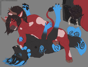 animal_genitalia animal_vulva anthro black_body black_claws black_fur black_hair black_nipples black_pawpads black_penis blue_body blue_eyes blue_fur bodily_fluids canine_genitalia canine_vulva claws cloven_hooves cum cum_in_vagina cum_inside cum_leaking_out duo feet female from_front_position fungus fur genital_fluids genitals hair hooves horn legs_up male male/female mating_press multicolored_tail nipples pawpads penetration penis red_body red_fur sex spiral_markings spread_toes tail toes twitching vaginal vaginal_fluids vaginal_penetration vulva spiritwhitewolf microsoft minecraft mojang xbox_game_studios keiko_(artica) regs_(theregularmexican) bovid bovine canid canine elemental_creature fox fungi_fauna mammal mooshroom absurd_res hi_res