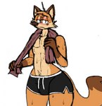 after_exercise anthro athletic big_butt blush bodily_fluids bottomwear bulge butt clothing eyebrows fur half-closed_eyes hotpants looking_at_viewer male narrowed_eyes orange_body orange_fur raised_eyebrow shorts simple_background solo sweat thick_thighs toned_stomach towel towel_around_neck white_background wide_hips furfaggie sheriff_hayseed todd_hayseed canid canine fox mammal 2023 absurd_res digital_media_(artwork) hi_res