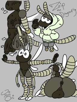 4_arms 5_fingers antennae_(anatomy) anus arthropod_abdomen backsack balls black_body black_eyes bodily_fluids bottomwear breath butt claws clothing finger_claws fingers genitals grey_background hand_behind_head hoodie insect_wings kneeling looking_back male multi_arm multi_limb musk narrowed_eyes nipples nude penis rear_view shorts side_view simple_background sitting solo sweat tail text toe_claws topwear wings toni_oni fan_character arthropod dragonfly humanoid insect hi_res signature