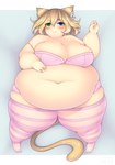 belly big_belly big_breasts blonde_hair blue_eyes blush breasts cleavage clothed clothing female green_eyes hair heterochromia huge_breasts huge_thighs hyper hyper_thighs lying morbidly_obese morbidly_obese_female morbidly_obese_humanoid navel obese obese_female obese_humanoid on_back overweight overweight_female overweight_humanoid smile solo tail thick_thighs pixiveo choco_(pixiveo) animal_humanoid cat_humanoid felid felid_humanoid feline feline_humanoid humanoid mammal mammal_humanoid hi_res