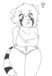 ailurid anthro bottomwear clothing drugged female flushed hallucinating hi_res insanecat mammal red_panda shorts solo substance_intoxication thick_thighs thight_clothing