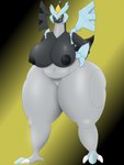 3:4 absurd_res anthro anthrofied areola big_breasts black_areola black_kyurem black_nipples blue_eyes breasts female generation_5_pokemon hand_on_hip hi_res huge_breasts huge_hips huge_thighs kyurem legendary_pokemon navel nintendo nipples pokemon pokemon_(species) pokemorph slightly_chubby smile solo spikepillow tail thick_thighs wide_hips wings yellow_sclera
