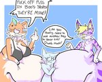 abdominal_bulge ambiguous_gender anthro argument belly_press female female_pred fighting_over_prey group male male/female male_pred overweight trio vore weight_gain starry_stoat chacal_(starry_stoat) lavender_(starry_stoat) ych_(character) canid canine canis cheshire_cat_(species) domestic_dog mammal shiba_inu spitz 5:4 hi_res