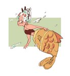 brown_eyes dessert female food frosting fruit hair icing looking_back midriff pastry plant solo split_form strawberry taiyaki water white_hair xiunens fish food_creature food_humanoid humanoid marine merfolk 2019 absurd_res hi_res