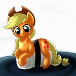 clothing female feral food hat headgear headwear micro on_food quadruped solo sushi behind-space friendship_is_magic hasbro my_little_pony applejack_(mlp) earth_pony equid equine horse mammal pony 1:1 2015