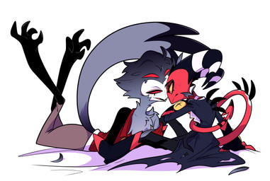 4_eyes anthro back_spikes beak bed bedroom_eyes big_horn black_clothing black_suit blush blush_lines boots bottomwear chest_tuft clothed clothing duo eye_contact feathers feet femboy fluffy fluffy_chest footwear furniture gloves grey_body hand_on_chest handwear horn leg_grab legs_in_air looking_at_another looking_at_partner loose_shirt lying male male/male multi_eye multicolored_body narrowed_eyes on_front open_mouth pants red_body red_eyes red_skin seductive shoes sitting size_difference spiked_tail spikes spikes_(anatomy) suit tail tail_coil tail_feathers talons toes torn_clothing tuft white_body white_skin yellow_sclera paldobeobe59670 hellaverse helluva_boss blitzo_(helluva_boss) stolas_(helluva_boss) avian bird demon imp owl owl_demon absurd_res hi_res