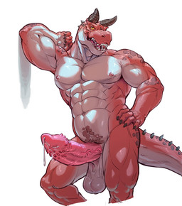 abs anthro balls biceps bodily_fluids deltoids genital_fluids genitals looking_at_viewer male muscular muscular_legs muscular_male neck_muscles nipples nude pecs penis pose red_body serratus simple_background solo tail teeth triceps berububs marvel marvel_rivals moon_girl_and_devil_dinosaur devil_dinosaur_(moon_girl_and_devil_dinosaur) dinosaur prehistoric_species reptile saurischian scalie theropod tyrannosaurid tyrannosauroid tyrannosaurus tyrannosaurus_rex hi_res