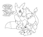 ambiguous_gender anthro blush duo feet female foot_fetish male male/female paws sharp_teeth smile standing_on_another stepping_on_face teeth text threatening threatening_words splitterpic wax_feather bandai_namco digimon digimon_(species) kobold renamon scalie black_and_white digital_drawing_(artwork) digital_media_(artwork) english_text hi_res line_art monochrome