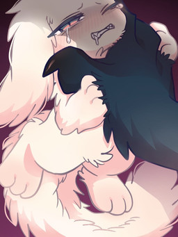 3_fingers 3_toes 4_fingers ambiguous_gender anthro big_tail biped black_body black_claws black_fur blush bodily_fluids claws clenched_teeth crotch_tuft crying disembodied_hand dominant dominant_ambiguous dominant_anthro duo faceless_ambiguous faceless_anthro faceless_character featureless_crotch feet fingers floppy_ears fluffy fluffy_ears fluffy_tail front_view fur hand_grab humanoid_hands kemono larger_ambiguous larger_anthro lifted lifting long_ears long_tail lop_ears monotone_body monotone_fur monotone_tail narrowed_eyes neck_grab nude paws pink_eyes predator/prey purple_background semi-anthro simple_background size_difference smaller_ambiguous smaller_anthro solo_focus submissive submissive_ambiguous submissive_anthro tail tears teeth toes tuft white_body white_ears white_fur white_tail mekkyaru black_monster_(mekkyaru) inochi_(mekkyaru) ambiguous_species lagomorph mammal 3:4 colored digital_media_(artwork) full-length_portrait portrait shaded