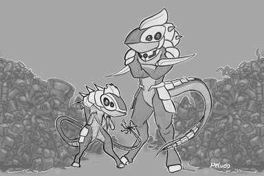 4_eyes after_battle ambiguous_gender ancient anthro armor back_spikes battle blade blade_arm bone_frill collar crossed_arms cybernetics destroyed duo emptylog feral fighting_pose frill_(anatomy) futuristic futuristic_armor grey_background grey_body handless headgear helmet hooves hunched_over junk junkyard long_tail machine male multi_eye multicolored_body pile pose power_armor powerful robotic roboticized science_fiction segmented_body segmented_tail shoulder_pads simple_background size_difference spikes spikes_(anatomy) standing stylized tail technology trash trash_can two_tone_body victory warrior peludo emptylog_(character) pekka android animal_humanoid cyborg humanoid hybrid lizard lizard_humanoid reptile reptile_humanoid robot scalie scalie_humanoid creation_(disambiguation) digital_drawing_(artwork) digital_media_(artwork) digital_painting_(artwork) greyscale hi_res line_art monochrome painting_(artwork)