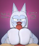 anthro big_breasts big_penis blush breast_play breasts chunknudies dialogue digital_media_(artwork) duo english_text erection featureless_breasts felid feline felis female foreskin fur generation_5_pokemon genitals hair hi_res huge_breasts huge_penis humanoid_genitalia humanoid_penis inviting jessie_(chunknudies) male male/female mammal nintendo nude open_mouth partially_retracted_foreskin penis pokemon pokemon_(species) scalie scraggy sex simple_background smile stacy_(chunknudies) text titfuck white_body white_hair