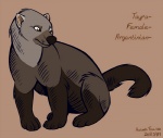 female feral nude simple_background solo tail text vekke gulonine mammal mustelid musteline tayra 2009 english_text