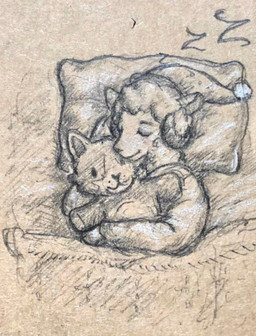 anthro bed bed_sheet bedding ears_up eyes_closed fur furniture holding_object holding_plushie horn lying lying_on_bed male on_bed on_side pillow plushie sleeping solo text wool_(fur) reynard_goodfellow reynard_the_baa bovid caprine mammal sheep