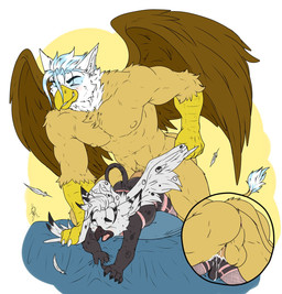 4_toes 5_fingers abs adult_on_young age_difference anthro balls beak black_body black_fur black_hair blue_eyes blue_hair bodily_fluids butt claws cum cum_in_ass cum_inside cum_leaking_out duo feathers feet femboy fingers fur genital_fluids genitals hair leaking_cum male male/male male_penetrated male_penetrating male_penetrating_anthro male_penetrating_male pecs penetration penis pulling_wings sex tan_body tears tears_of_pain toes white_hair wings young young_penetrated hunterramirez mythology avian gryphon mythological_avian mythological_creature hi_res father_(lore) father_and_child_(lore) father_and_son_(lore) parent_(lore) parent_and_child_(lore) parent_and_son_(lore) son_(lore)