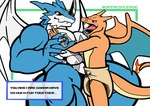 1_horn 2_horns 5_fingers abdl abs adult_baby ageplay anthro aroused aroused_face aroused_smile back_wings blue_arms blue_body blue_eyes blue_face blue_legs blue_skin blue_snout blue_tail blue_wings bodily_fluids breath chest_markings claws closed_smile cloth_diaper clothed clothing countershade_body countershade_face countershade_neck countershade_tail countershade_torso countershading dialogue dialogue_box diaper diaper_fastener diaper_fetish diaper_only digivice dragon_tail drooling duo eye_contact facial_horn facial_markings fangs fastener feeling_chest feeling_up finger_claws fingers fire flaming_tail furgonomic_diaper furgonomics glistening glistening_eyes grey_chest_markings head_horn head_markings holding_digivice holding_object horn humanoid_hands infantilism jagged_mouth looking_at_another lustful_gaze male male/male markings membrane_(anatomy) membranous_wings metal_horn mouth_closed multicolored_body multicolored_scales multicolored_skin muscular muscular_anthro muscular_male nose_horn nude nude_anthro nude_male open_mouth open_smile orange_arms orange_body orange_face orange_hands orange_legs orange_scales orange_snout orange_tail orange_wings panting pecs pink_diaper_fastener pink_fastener red_eyes roleplay saliva scales simple_background size_difference smile tail talking_to_another talking_to_partner tan_body tan_cloth_diaper tan_scales tan_tail tan_torso teeth text tongue tongue_out topless wearing_diaper white_background white_body white_chest white_claws white_face white_finger_claws white_neck white_skin white_snout white_wings wings x_marking yellow_facial_markings uppiesplease bandai_namco digimon mythology nintendo pokemon baxter_blaze fan_character animal_humanoid charizard digimon_(species) draconic dragon dragon_humanoid exveemon generation_1_pokemon humanoid mythological_creature mythological_scalie pokemon_(species) scalie artist_name colored digital_drawing_(artwork) digital_media_(artwork) hi_res