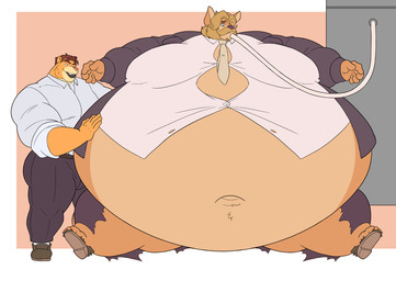 anthro beard belly belly_expansion big_butt black_bottomwear black_clothing black_lips black_pants bottomwear brown_hair butt clothing container duo expansion facial_hair footwear fur hair hand_in_pocket hand_on_belly hose hose_in_mouth immobile lips male male/male moobs morbidly_obese morbidly_obese_anthro morbidly_obese_male musclegut muscular muscular_anthro muscular_male obese obese_anthro obese_male overweight overweight_anthro overweight_male pants pecs pink_nose pockets rolled_up_sleeves shoes sitting standing suit tan_beard tan_body tan_fur tan_mustache thick_lips thick_thighs tight_clothing weight_gain cerulien47 dkmate1 cerulien kole_(usernametaken2010) felid kangaroo lion macropod mammal marsupial pantherine hi_res