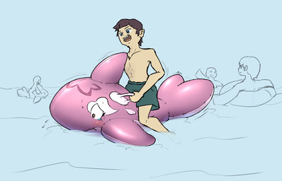 ambiguous_gender blush bodily_fluids brown_hair clothing duo female feral floating group hair handle implied_transformation inflatable inner_tube partially_submerged pool_toy pool_toy_handle pooltoy_transformation sitting sitting_on_another swimming_trunks swimwear tears toony water kareha_21909 animate_inanimate aquatic cetacean dolphin human living_inflatable mammal oceanic_dolphin orca toothed_whale