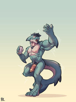 anthro athletic athletic_anthro athletic_male balls blue_body blue_fur blue_hair blue_tail can container dot_pupils foreskin fur genitals growth hair half-erect holding_can holding_container holding_object humanoid_genitalia humanoid_penis male male_anthro muscle_growth nipples non-mammal_nipples nude open_mouth penis pink_nipples pink_penis pubes short_hair solo standing tail uneven_growth vein veiny_penis white_balls white_body white_fur white_tail solaxe_(artist) aquatic fish furred_shark shark 3:4 hi_res