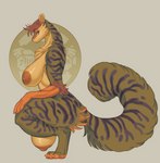 anthro areola big_breasts breasts claws countershade_face countershade_fur countershade_neck countershade_torso countershading crotch_breasts female fingers fur nipples solo striped_body striped_fur stripes tail avian-king mammal hi_res