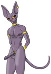 anthro athletic athletic_anthro athletic_male balls blush genitals hairless long_penis male penis purple_body solo tail tongue tongue_out vein veiny_penis yellow_eyes felix_sky dragon_ball dragon_ball_super beerus domestic_cat felid feline felis hairless_cat mammal hi_res