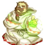 anthro beard blush clothing eyes_closed facial_hair kemono magic male mane mustache robe simple_background solo white_background emufu felid lion mammal pantherine 1:1 2013