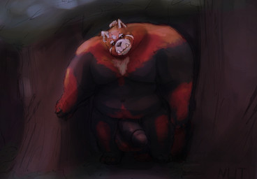 anthro balls belly big_balls big_belly big_penis body_hair brown_body casual_exposure casual_nudity detailed_background erection exhibitionism facial_hair forest fur genitals hair holidays huge_balls huge_penis humanoid_genitalia humanoid_penis larger_male looking_at_viewer male male/male musclegut muscular muscular_anthro muscular_male nipples nude orange_body orange_fur outdoor_background outdoor_nudity outside overweight overweight_anthro overweight_male pecs penis plant public public_nudity size_difference solo tail tall thick_thighs tree tusks nutdoesart halloween ailurid humanoid mammal monster red_panda werecreature digital_media_(artwork) hi_res