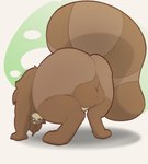 2022 absurd_res all_fours anthro ass_up backsack balls big_balls big_butt big_tail biped brown_body brown_fur brown_tail butt canid canine colored digital_media_(artwork) digitigrade fur genitals green_eyes grey_nose head_tuft hi_res huge_balls huge_butt huge_tail looking_at_viewer looking_back looking_back_at_viewer male male_anthro mammal markings multicolored_body multicolored_fur nude presenting presenting_balls presenting_hindquarters puertero pupils raccoon_dog rear_view ring_(marking) ringed_tail shaded signature simple_background simple_shading solo striped_markings striped_tail stripes tail tail_markings tan_body tan_fur tanner_tyrfred tanuki three-quarter_view tuft