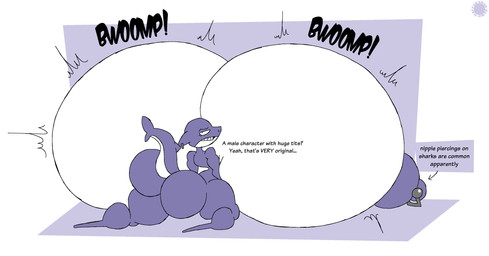 anthro big_breasts big_butt bottom_heavy breast_expansion breasts bubble_butt butt curvy_figure dialogue emanata erect_nipples expansion eyelashes fangs female femboy fin fin_piercing fin_ring flash_emanata furgonomic_piercing furgonomics geometric_background huge_breasts hyper hyper_breasts logo looking_at_viewer nipple_piercing nipples onomatopoeia piercing raised_tail rear_view simple_background solo sound_effects tail teeth text thick_thighs thatdawgmurray 12_oz._mouse adult_swim cartoon_network discovery_channel shark_week shark_(12_oz._mouse) aquatic fish shark 2025 absurd_res aliasing artist_logo artist_name digital_media_(artwork) english_text hi_res signature