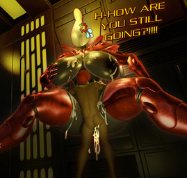 against_surface against_wall angry angry_sex armor big_breasts black_body black_nipples bodily_fluids breasts butt carried clothed clothing cross-popping_vein cum cum_inside cum_on_body cum_on_breasts dark_body dark_skin duo faceless_character faceless_male female femboy genital_fluids genitals gesture hair hand_gesture hand_on_breast inside interspecies larger_female larger_penetrated legwear machine male male/female nipples not_furry nude partially_clothed penetration pointing pointing_at_another red_armor red_hair sex size_difference small_dom_big_sub smaller_male standing standing_sex text thick_thighs vaginal vaginal_penetration vulva wraithlord leafytheleafer samzan_(modeler) scrag_(modeler) warhammer_(franchise) warhammer_40000 aeldari elf human humanoid mammal robot 3d_(artwork) blender_(artwork) digital_media_(artwork) english_text hi_res