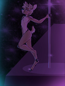 anthro blonde_hair chest_tuft dancing eyebrow_through_hair eyebrows hair male narrowed_eyes nude orange_body pole pole_dancing scut_tail short_tail smile solo standing stripper_pole tail tan_body translucent translucent_hair tuft bucklucky lucky_(bucklucky) deer mammal new_world_deer white-tailed_deer 3:4 full-length_portrait hi_res portrait signature trans_(lore) trans_man_(lore)