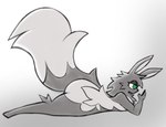 big_butt butt cellphone electronics female fluffy fluffy_tail fur green_eyes grey_body grey_fur huge_butt phone simple_background solo tail kifirelava yeimi_yanmegar canid canine fox hybrid lagomorph leporid mammal rabbit