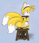 anthro anus big_butt blush butt canid canine clothed clothing crossdressing fox girly hi_res jenokamui looking_at_viewer maid_uniform male mammal miles_prower panties panties_down partially_clothed sega sitting solo sonic_the_hedgehog_(series) spread_anus spreading underwear underwear_down uniform
