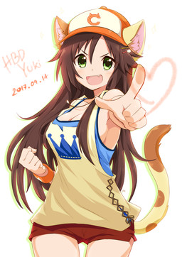 5_fingers clothing cute_fangs ear_tuft fangs female fingers fist gesture green_eyes hand_gesture heart_symbol jewelry looking_at_viewer necklace open_mouth open_smile pointing pointing_at_viewer simple_background smile solo teeth text tuft white_background sollyz cygames idolmaster_cinderella_girls animal_humanoid cat_humanoid felid felid_humanoid feline feline_humanoid humanoid mammal mammal_humanoid 2017 english_text hi_res