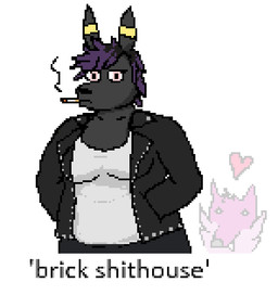 anthro black_body black_fur black_hair cigarette clothing duo facial_tuft female fuchsia_fur fur hair hand_in_pocket head_tuft heart_symbol jacket le_background leather leather_clothing leather_jacket leather_topwear overweight overweight_female pockets purple_hair red_eyes shirt simple_background smoking studs tank_top text topwear tuft white_background urafoxa nintendo pokemon kaiya_faulkner ura_westbrook canid canine eeveelution fox generation_2_pokemon mammal pokemon_(species) red_fox true_fox umbreon digital_media_(artwork) english_text paint.net_(artwork) pixel_(artwork) trans_(lore) trans_woman_(lore)