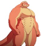 abs animal_genitalia anthro barazoku biceps biped clothing genital_slit genitals headgear headwear humanoid_hands kemono looking_at_viewer male muscular muscular_male nude pecs scales simple_background smile solo white_background samoji dragon_quest dragon_quest:_the_adventure_of_dai square_enix crocodine crocodile crocodilian reptile scalie 2022 hi_res