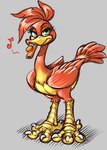 avian_feet beak eyelashes female feral grey_background humor kazoo musical_instrument musical_note musical_symbol pun simple_background solo symbol visual_pun wind_instrument noupie banjo-kazooie rareware kazooie avian breegull absurd_res hi_res