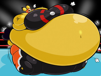 air_inflation anthro belly belly_expansion big_belly big_breasts big_butt big_cheeks black_bottomwear black_clothing black_ear_tips black_pants black_sclera black_shirt black_tail_tip black_topwear body_inflation bottomwear breast_expansion breasts butt butt_expansion cheek_expansion clothing cosplay_pikachu_(costume) dipstick_ears dipstick_tail ear_markings expansion female fighting_ring heart_tail huge_belly huge_breasts huge_butt huge_thighs hyper hyper_belly hyper_breasts hyper_butt hyper_inflation hyper_thighs immobile inflation inside markings mask motion_lines multicolored_ears navel open_mouth orange_bottomwear orange_clothing orange_mask orange_pants pants puffed_cheeks red_cheeks shirt solo spherical_inflation sports_mask sportswear sunken_limbs tail tail_markings thick_thighs thigh_expansion three-quarter_view tight_clothing topwear white_eyes white_mouth wrestling_mask wrestling_outfit yellow_body yellow_ears yellow_tail disco_chaos nintendo pokemon pikachu_libre generation_1_pokemon pikachu pokemon_(species) 2022 cel_shading colored digital_media_(artwork) shaded