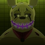 anthro glowing glowing_mouth green_body looking_down machine male open_mouth purple_tongue simple_background solo teeth tongue yellow_body nastybluepal five_nights_at_freddy's five_nights_at_freddy's_3 scottgames springtrap_(fnaf) lagomorph leporid mammal rabbit robot absurd_res digital_media_(artwork) hi_res