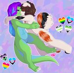 2019_polyamory_pride_colors agender_pride_colors ambiguous/ambiguous ambiguous_gender anthro aromantic_pride_colors black_body black_fur blue_body blue_hair brown_hair chibi claws cuddling curled_tail duo folded_ears fur green_body hair heart_symbol hug infinity_heart kiss_on_lips kissing lgbt_pride long_hair long_tail love orange_body orange_fur pansexual_pride_colors polyamory_pride_colors pride_colors pride_heart purple_hair rainbow_pride_colors romantic romantic_couple scar short_hair six-stripe_rainbow_pride_colors subculture_pride_colors tail toe_claws voidpunk_pride_colors white_body white_fur bumblebunny6 canid canine canis domestic_dog mammal reptile scalie snake absurd_res digital_media_(artwork) hi_res shaded