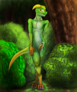 3_toes 4_fingers animal_genitalia anthro awkward bodily_fluids cloaca cloacal_penis crossed_legs digitigrade dirt embarrassed erection feet fingers forest forest_background genital_fluids genitals gradient_body grass green_body hand_on_hip hands_behind_back horn leaking_precum lighter_belly male markings mud nature nature_background navel nervous nude organs penis plant precum scales shrub slim snout solo standing stomach stripes tail toes tree keli_kameks kobold scalie absurd_res hi_res shaded soft_shading