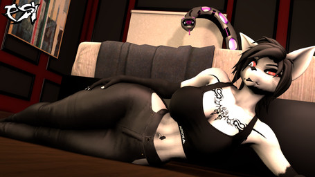 ambiguous_gender anthro big_breasts black_body black_bra black_clothing black_hair black_sports_bra black_underwear bottomwear bra breasts chest_tattoo clothed clothed_anthro clothed_female clothing duo female freckled_face freckles fur grey_body hair inside machine multicolored_body pants purple_body red_sclera sports_bra tattoo underwear white_body white_eyes white_fur psikokinetic warfaremachine_(modeler) natsumi_mercier sn-01_(psikokinetic) canid canine fox mammal reptile robot scalie snake 16:9 2024 3d_(artwork) 4k absurd_res digital_media_(artwork) hi_res source_filmmaker_(artwork) story story_in_description widescreen