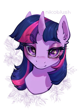 bedroom_eyes blush female half-closed_eyes horn looking_at_viewer narrowed_eyes seductive smile smiling_at_viewer smirk smirking_at_viewer solo unicorn_horn conditional_dnp nikoyishi friendship_is_magic hasbro my_little_pony mythology twilight_sparkle_(mlp) equid equine horse mammal mythological_creature mythological_equine pony unicorn 2026 absurd_res cel_shading digital_drawing_(artwork) digital_media_(artwork) hi_res portrait shaded