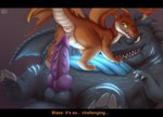 anus black_bars blaze_(disambiguation) claws dragon duo feral game_(disambiguation) genitals hungry knot letterbox male male/male mythological_creature mythological_scalie mythology penis scalie scar shock_beast17 size_difference tail the