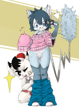 anthro assisted_exposure balls band-aid bandage blue_body blue_eyes blue_fur bottomwear bottomwear_down bottomwear_pull clothed clothing clothing_pull duo flaccid foreskin fur genitals humanoid_genitalia humanoid_penis long_foreskin long_tail male open_mouth pants pants_down pants_pull pantsing partially_clothed penis photo prank selfie shocked simple_background surprised tail taking_picture taking_selfie tongue tongue_out unretracted_foreskin white_body white_fur vono frosh felid feline mammal mouse murid murine rodent absurd_res hi_res