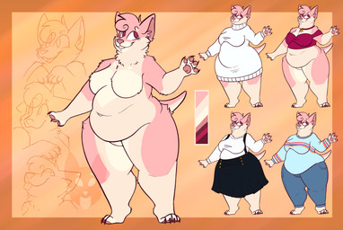 anthro barefoot belly big_breasts biped black_bottomwear black_clothing black_skirt blue_bottomwear blue_clothing blue_jeans blue_pants blue_sweater blue_topwear border bottomless bottomless_anthro bottomless_female bottomwear breasts clothed clothed_anthro clothed_female clothing collar countershade_face countershade_fur countershade_legs countershade_tail countershade_thighs countershade_torso countershading denim denim_bottomwear denim_clothing dress eyelashes eyewear featureless_breasts featureless_crotch feet female female_anthro fur glasses gloves_(marking) hair jeans leg_markings markings no_pupils nude nude_anthro nude_female orange_background orange_border overweight overweight_anthro overweight_female pants partially_clothed partially_clothed_anthro partially_clothed_female pawpads pink_body pink_fur pink_hair pink_pawpads pink_tail red_collar red_eyes round_glasses simple_background skirt socks_(marking) solo suspenders sweater sweater_dress tail tan_body tan_countershading thick_thighs topwear white_clothing white_dress white_sweater white_topwear strawberrymilkdog taffy_(strawberrymilkdog) canid canine canis chihuahua domestic_dog mammal toy_dog 2022 colored full-length_portrait hi_res portrait watermark